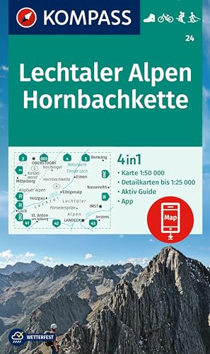 KOMPASS Wanderkarte 24 Lechtaler Alpen,...