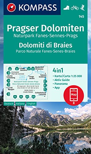 KOMPASS Wanderkarte 145 Pragser Dolomiten,...