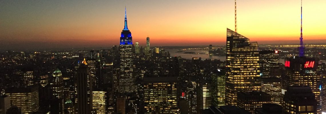 Sonnenuntergang über New York auf dem Rockefeller Center