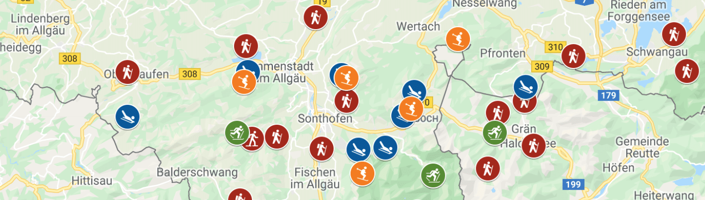Übersichtskarte Wintererlebnis im Allgäu