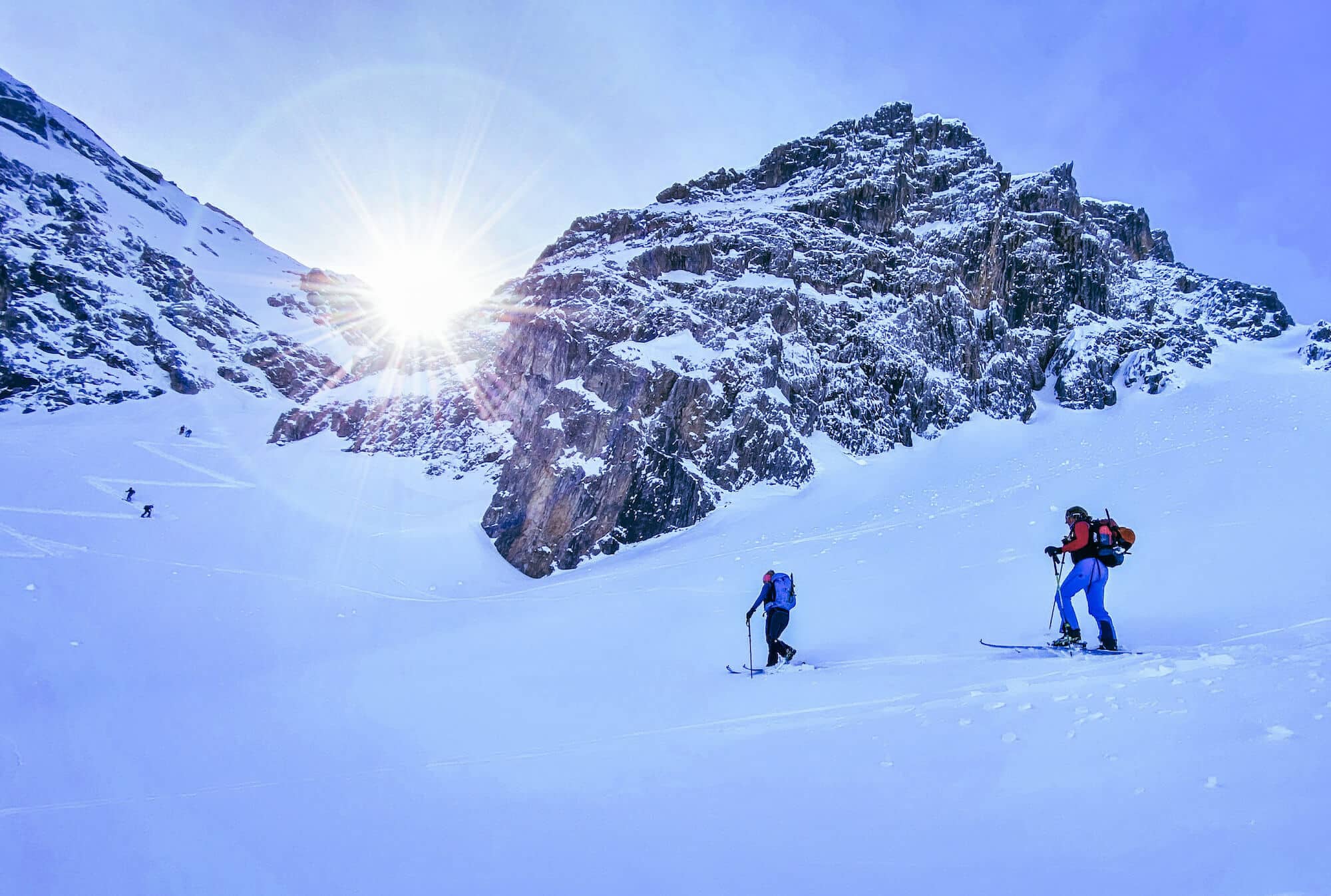 Skitourengänger im Anstieg zum Liechelkopf