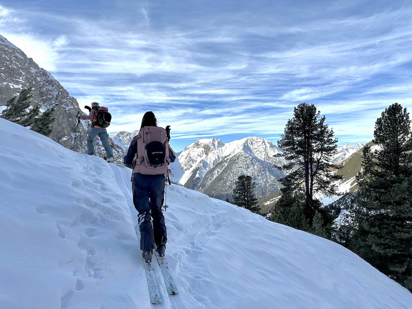 Der Wald lichtet sich und das Panorama der Lechtaler und Allgäuer Alpen schiebt sich gen Himmel